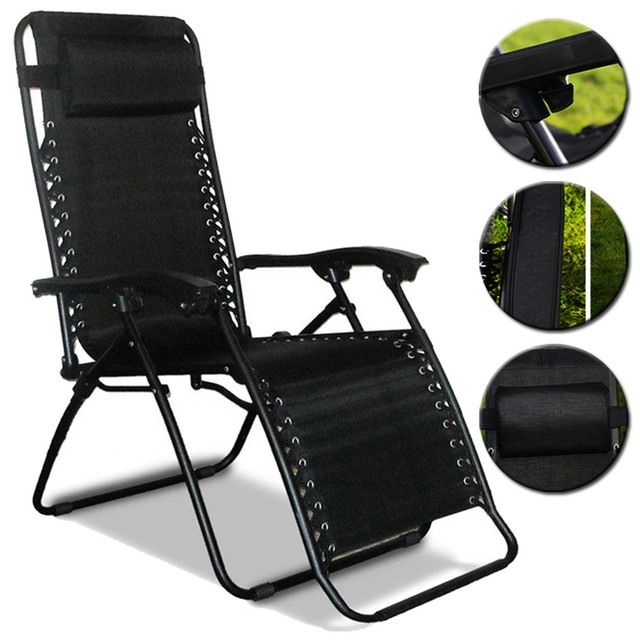Textoline Reclining Folding Chair Sun Lounger Beach Bed Garden Recliner Camping