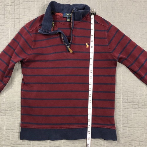 Polo Ralph Lauren Shirt Boy Large 14 - 16 Kid Blue Burgundy 1/4 Zip Small Pony - Picture 7 of 24
