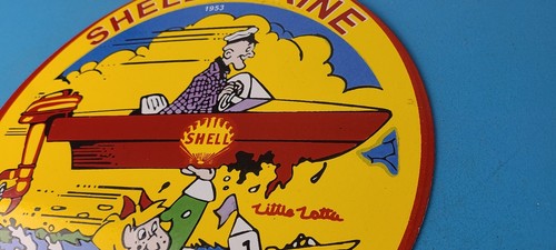 Vintage Shell Gasoline Sign - Lotta Gas Service Automobile Motor Pump Sign - Picture 8 of 15