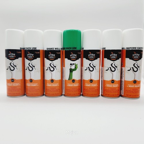 Lot Of 7 Hyde & Eek Halloween Body Paint, 6 White + 1 Green, 2.5 Oz