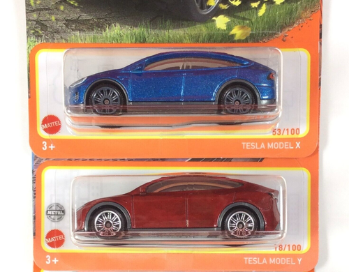 Hot Wheels Streichholzschachtel 2023 Tesla Modell Y X Roadster Menge 4 - rot blau grau weiß - Bild 9 von 17