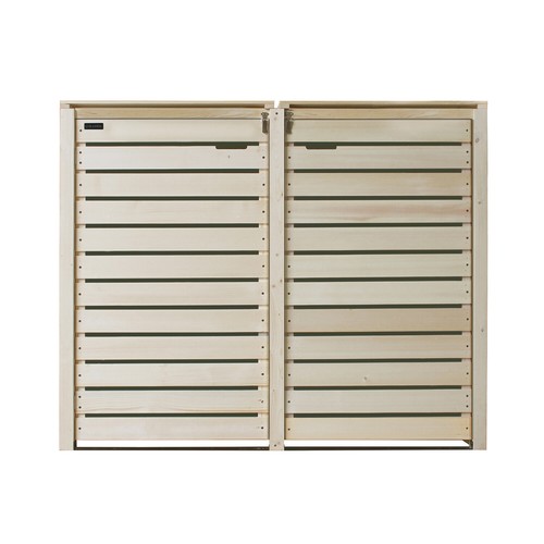 Mülltonnenbox Mülltonnenverkleidung natur Holz 240L mit Rückwand HH 4 Tonnen - Bild 3 von 9