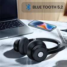 Trucker Bluetooth Wireless Headset With Microphone Mute For Phones PC Zoom Skype