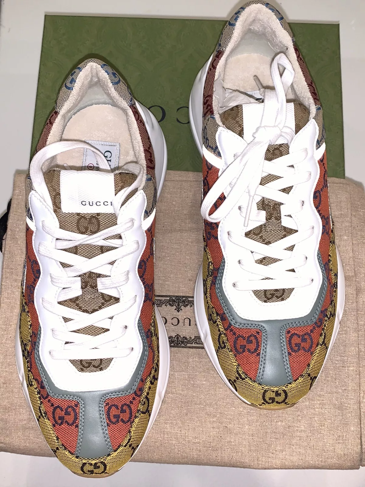 BASKETS HOMME EN TISSU MULTICOLORE JAUNE GUCCI RHYTON taille Gucci 9