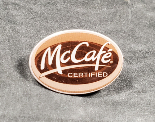 McDonald's McCafe Certified Employee Crew Lapel Hat Pin Fast Food Advertising 1"