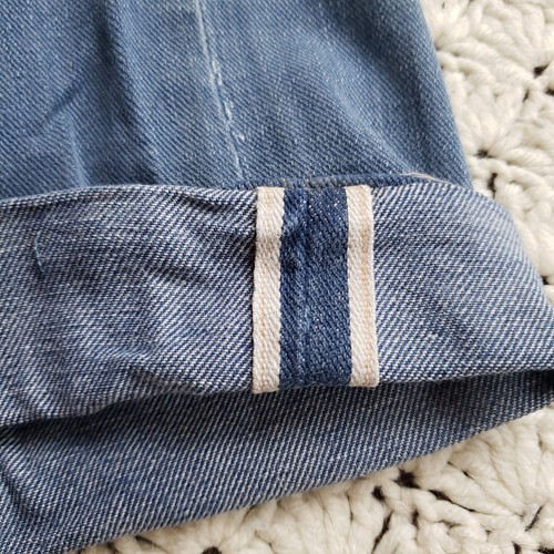 Vtg Roebucks Mens Selvedge Denim Gripper Zipper Distressed Jeans 1950s - 35x32 - Picture 5 of 21