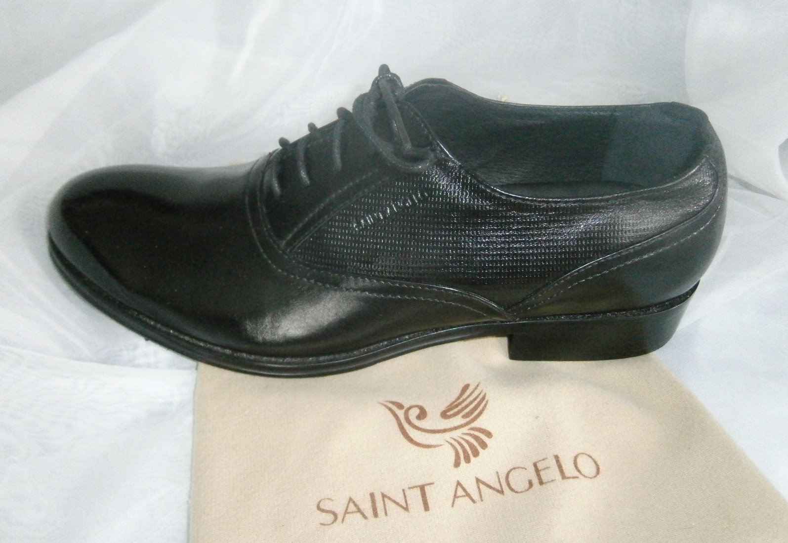 SAINT ANGELO MENS 7 BLACK DRESS FORMAL OXFORD SHOES LEATHER QUALITY DUST BAG