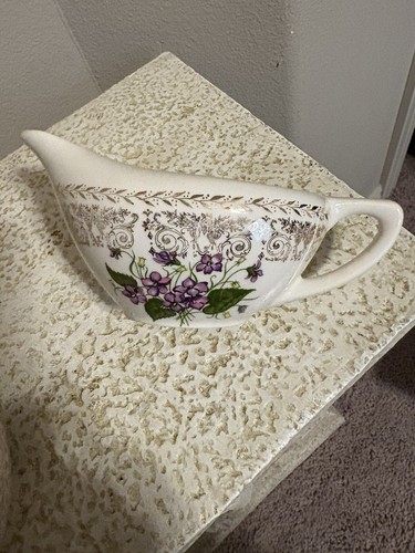 Vintage Cunningham And Pickett Spring Violet Cream &Sugar Set Gold Trim (G1) - Picture 7 of 9