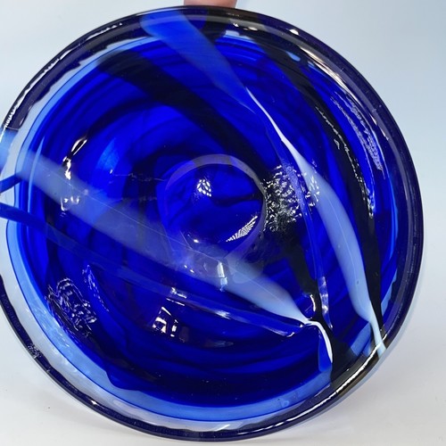 Anna Ehrner für Kosta Boda Kristall blau mittelgroße Schale Schweden 6” x 3” - Bild 9 von 10