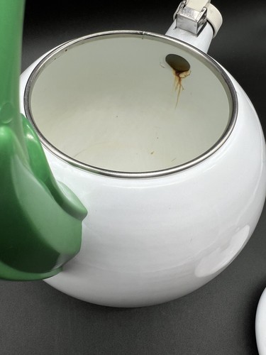 Enamel Metal Teapot Kettle With Tulips Handle And A Humming Bird. - Picture 8 of 13