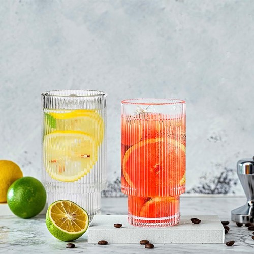 4 vasos acanalados vasos de cóctel vasos largos vasos con pajitas - Imagen 10 de 12