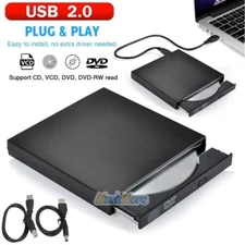 Black External USB 2.0 Region Free DVD Burner Slim CD-RW ROM Combo Player Drive
