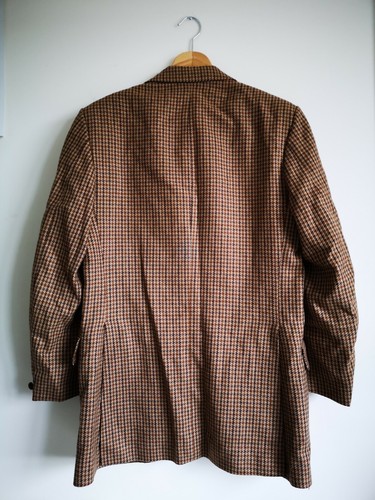 Vintage Men's Tweed Blazer Jacket Herringbone Brown Size L - Picture 2 of 6