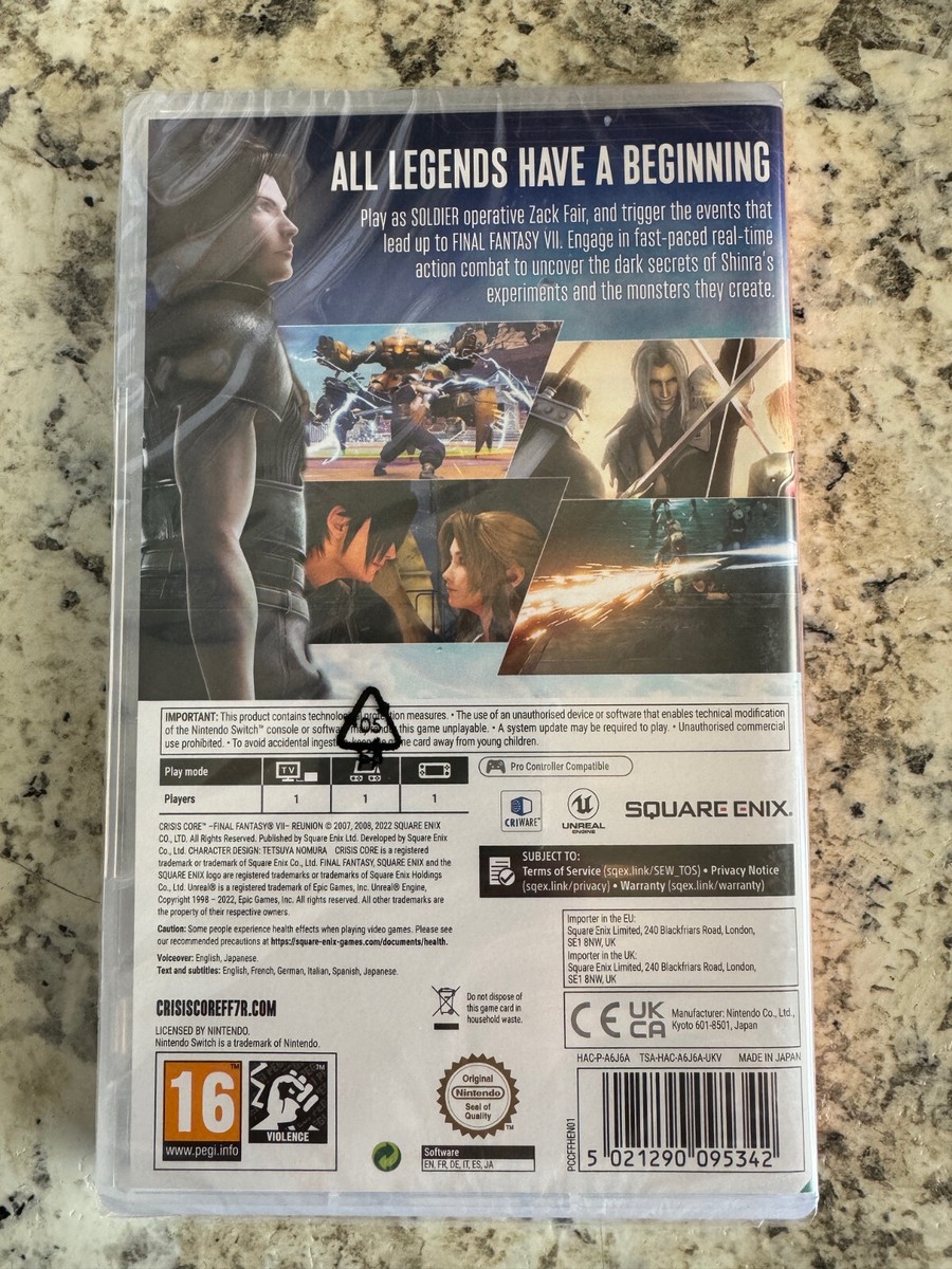 Crisis Core Final Fantasy VII Reunion Nintendo Switch Brand New 