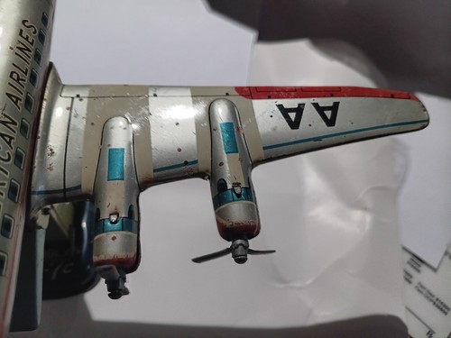 Vintage Tin Toy Friction Trigger American Airlines N303AA DC7C Japan - Picture 21 of 24