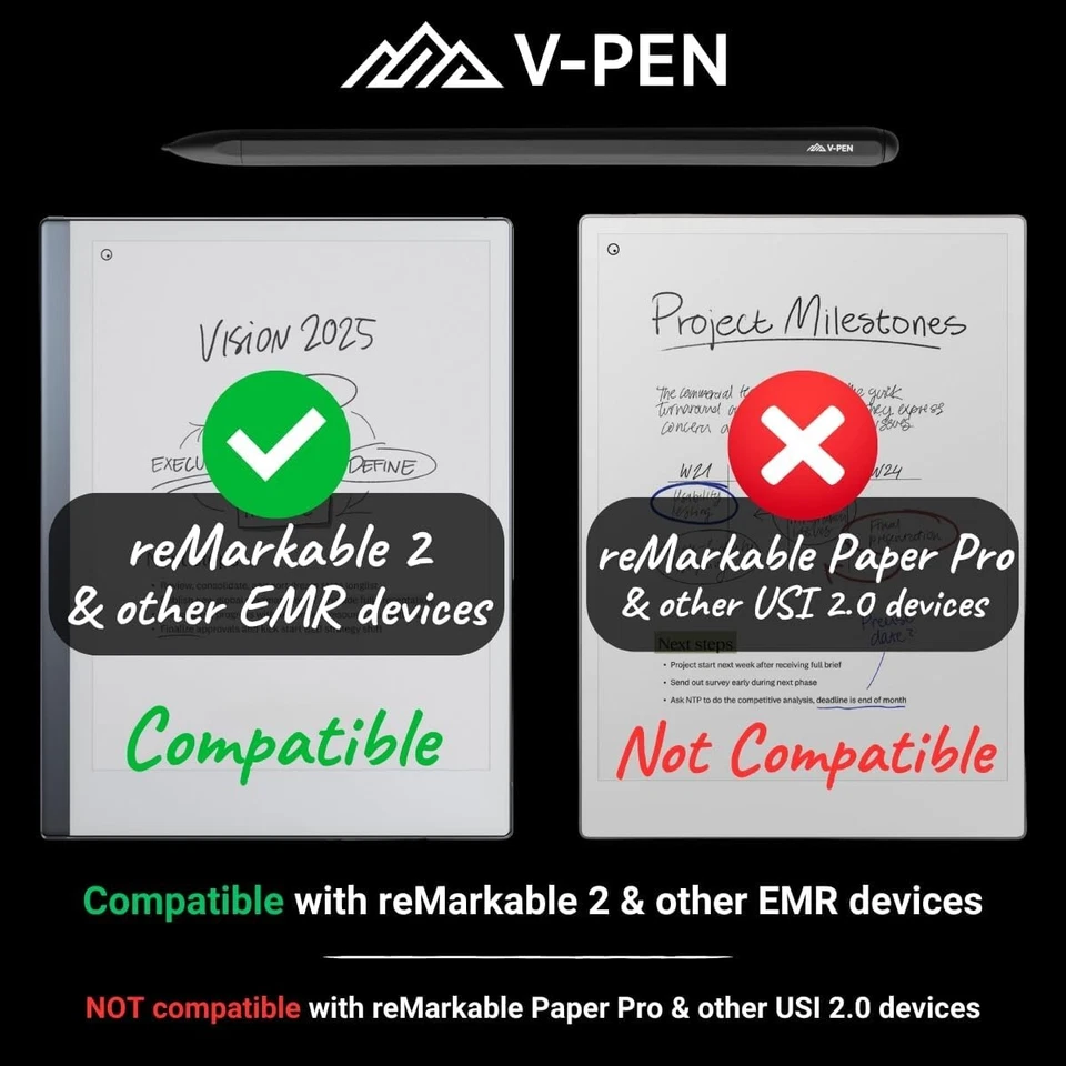 V-Pen EMR Stylus for Remarkable 2 - 4096 Pressure Sensitivity & Palm Rejection - Image 4 of 4