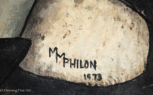 Vintage Modernist Oil Painting of Queens Guard Household Cavalry Signed M Philon - Picture 7 of 9