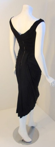 Vestido de cóctel negro vintage década de 1940 CEIL CHAPMAN - Imagen 5 de 8