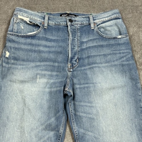 Pantalones de mezclilla Hudson x Tyler Herro para hombre holgados desgastados 38 (36) 29" entrepierna elástica Y2K - Imagen 2 de 15