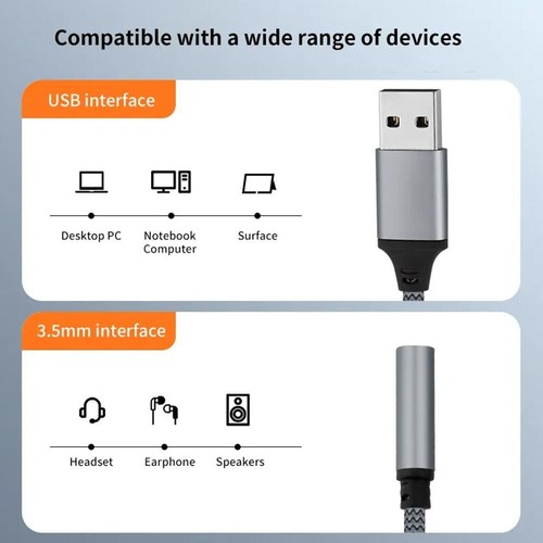 Adattatore audio auricolare stereo da USB a 3,5 mm microfono/cuffie 7,1 scheda audio bella - Foto 7 di 15
