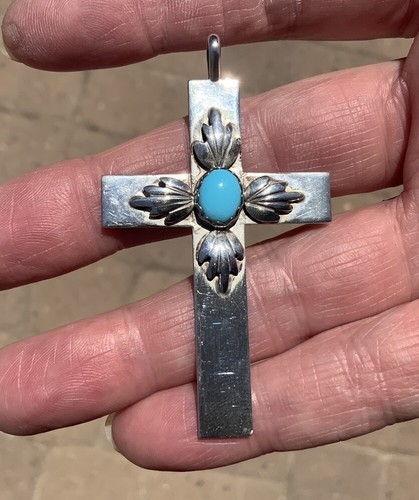 K Yazzie 3 Inch Cross With Turquoise - Picture 4 of 5