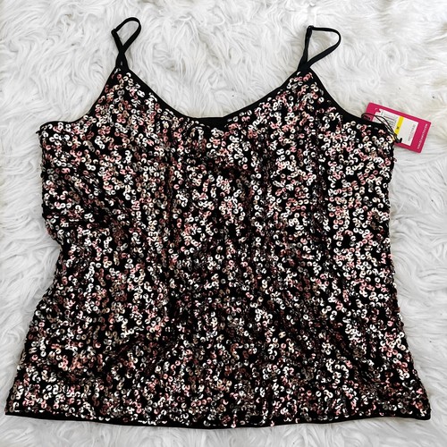 Vince Camuto Gilded Rose Sequin Adjustable Spaghetti Strap Night Out Tank $119 - Picture 8 of 10