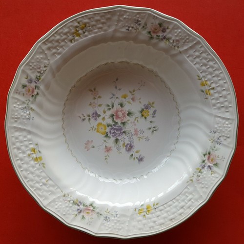 Tazón redondo de verduras Mikasa Japón renacentista ROSA ANTIGUO D4952 10". Borde verde - Imagen 2 de 8