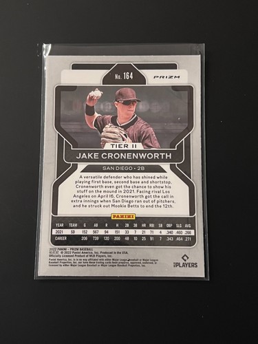 Jake Cronenworth 2022 Panini Prizm #164 Silver Prizm San Diego Padres - Picture 2 of 2