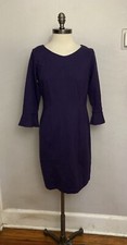 Talbots Purple Sheath Dress Ruffle Sleeve 8p 8 Petite