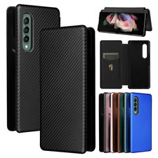 For Samsung Galaxy Z Fold 6 5G / Fold5/4/3 Carbon Fiber Leather Wallet Flip Case
