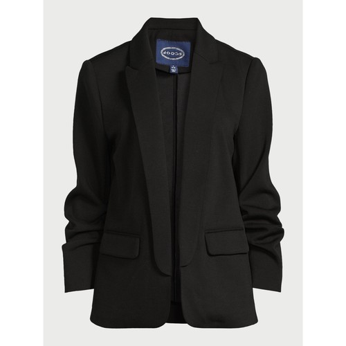 Scoop Blazer Women Size Small Black Polyester Blend Scrunch Sleeves Open front - Foto 1 di 5