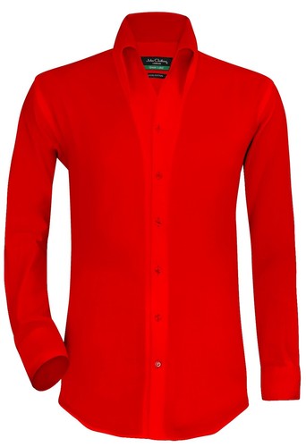Rot hoch offen Button Down Kragen knopflos Herren maßgeschneidert formell Büro Hemd - Bild 7 von 10