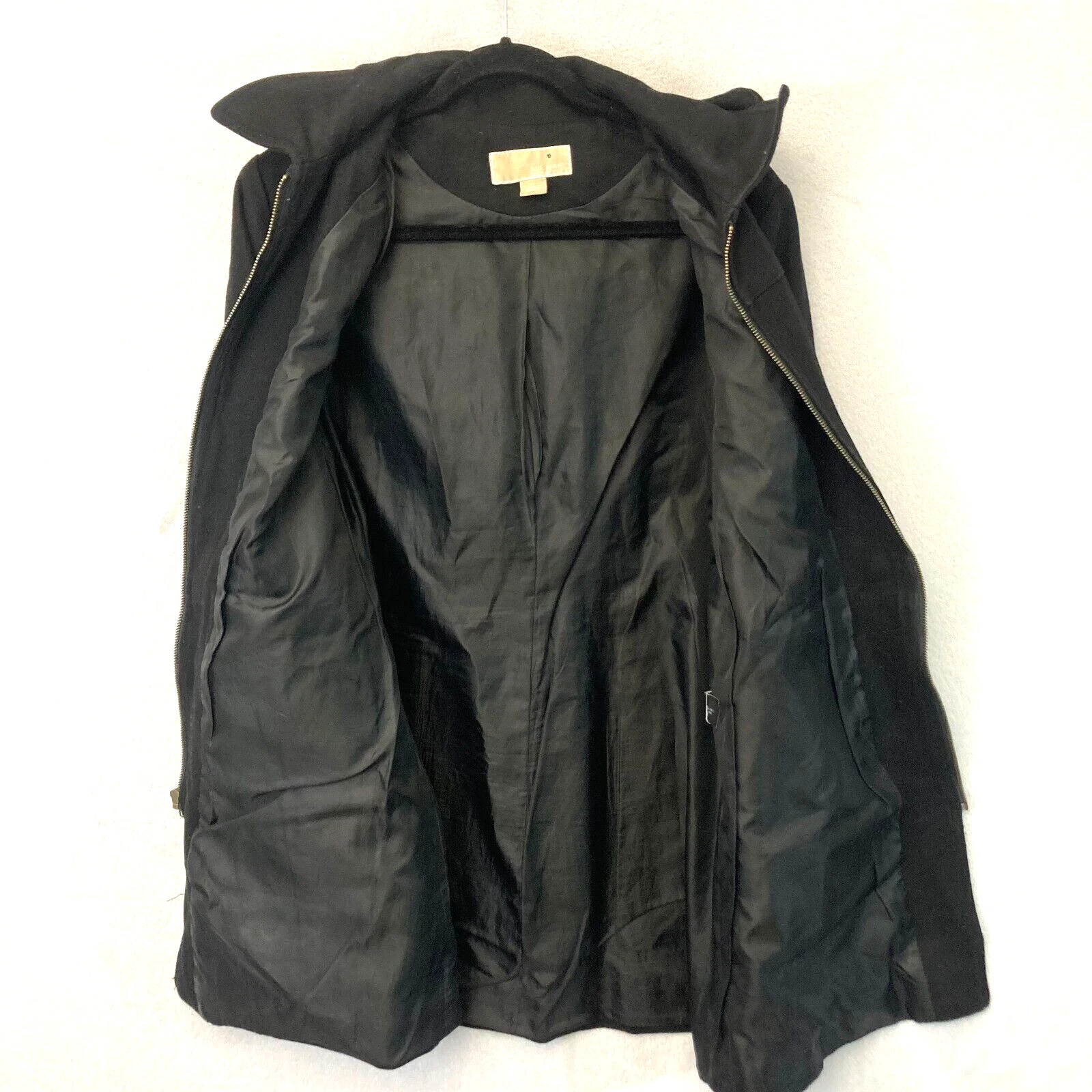 Cappotto donna Michael by Michael Kors lana nero grande L giacca zip pesante caldo