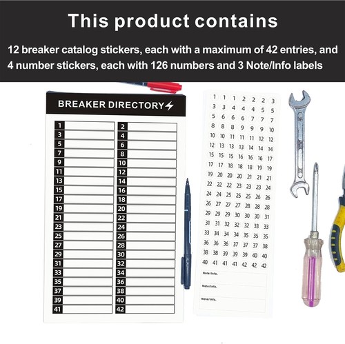 16 Sheets Breaker Panel Labels Electrical Box Sticker 11.8 x 7.1 inch, Black - Picture 3 of 6