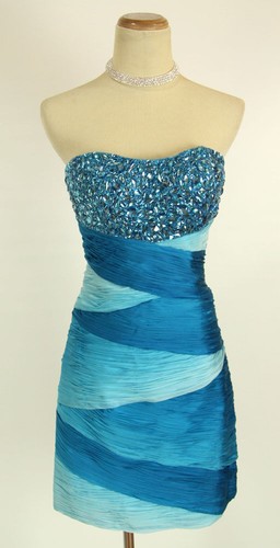NWT Jovani Size 2 Short Strapless Evening Cruise Prom Dress Blue $550 Club Gown - Picture 3 of 12