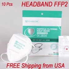 Powecom FFP2 (HEADBAND) Respirator Face Masks - EUA Listed (10 pcs)
