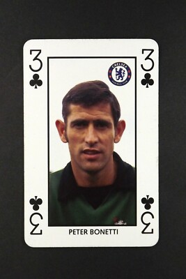 1 x Spielkarte Chelsea Football Club Peter Bonetti 3 of Clubs T72