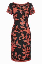 Roman Coral Tape Embroidery Lace Cruise Party Dress (NEW) Sizes: 10 or 14 £60.00