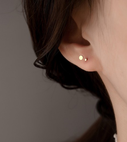 Sterling Silver Solid Small Plain Round Disc Lady Mens Kid Earring Piercing Stud - Picture 7 of 16