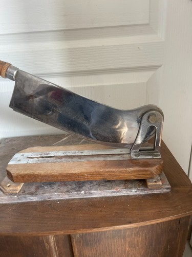 Antik Messer Schale Brot Schneidemaschine Hebelschneider Holz Vintage Frankreich - Bild 17 von 18