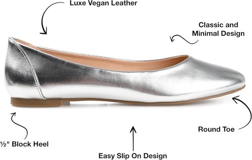 Journee Collection Kavn Womens Ballet Flat Silver US Size 8.5 M - Picture 3 of 4