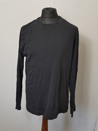 M & S Cotton Large Regular Fit Men's Black Long Sleeved T Shirt (T517)