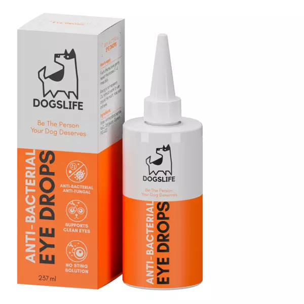 DOGSLIFE Antibacterial Eye Drops for Dogs 237 ml Prevents Itching Irritated Eyes