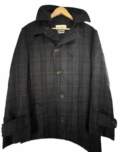 Oliver Spencer Trench Lana Navy Plaid Soprabito Guida Idrorepellente 40 $700 - Foto 6 di 16