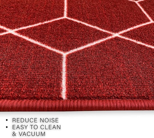 Sondergröße Flur Läufer Sechseck geometrisches Design rot 26" & 31" nach Ihrer Länge - Bild 6 von 6