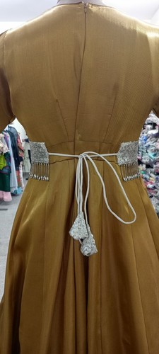 Silver Sequins Beaded Waist Belt Form Women Party Wear Dresses - Picture 5 of 5