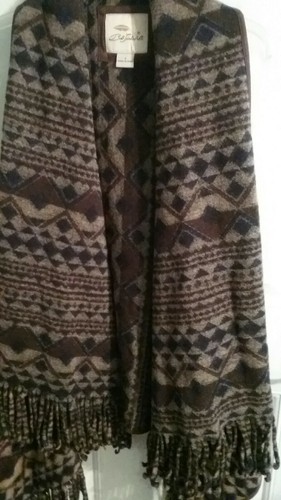 Bob Timberlake aztec fringe vest size small black brown shawl collar open front - Picture 4 of 4