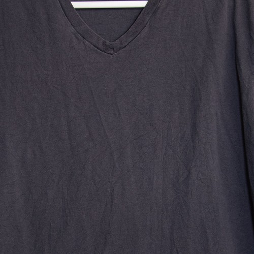 Schwarzes kurzärmliges T-Shirt V-Ausschnitt lockere Passform Unisex Baumwolle 2XL - Bild 3 von 8