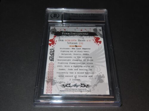 Fedor Emelianenko Signed 2010 Leaf Card #1 Auto Grade 10 Slabbed Beckett COA 1C - Picture 7 of 7