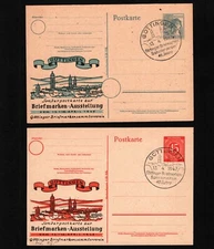 OPC X2 1947 Germany Bizone Gottingen Stamp Exhibition PSC 47840